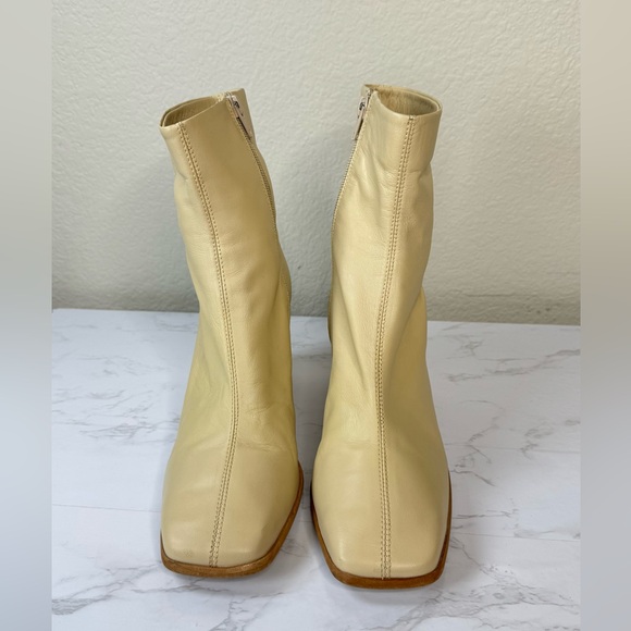 Free People Sienna Block Heel Ankle Boots Leather Size 39/US 8.5-9 Square Toe - Picture 2 of 11